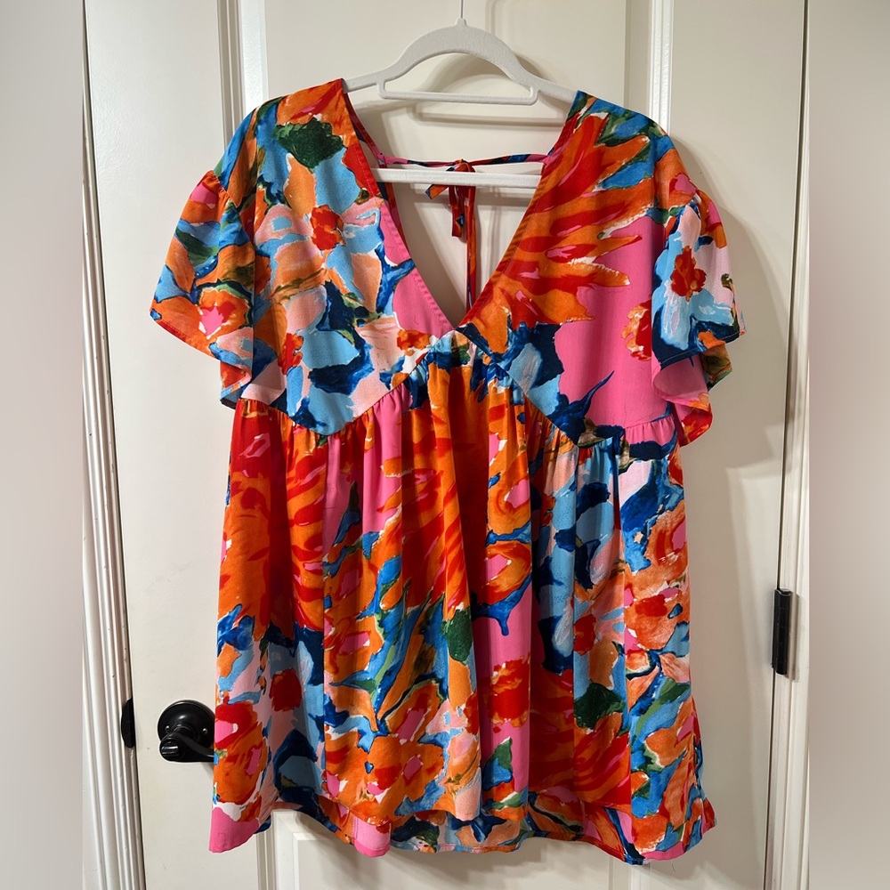 Entro Multicolor V-Neck Top